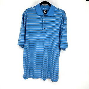 FootJoy Golf Polo Shirt Mens Medium Blue Stripe Performance Stone Gate Club